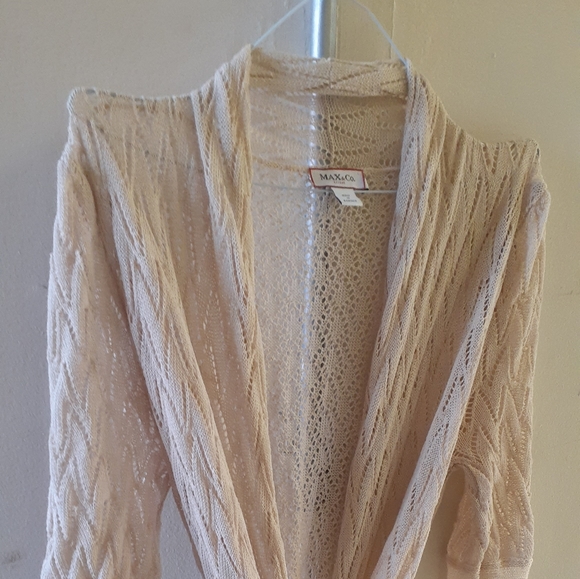 Max & Co Crochet Knit V Neck Wrap Blouse Top sz M belt strap - Picture 1 of 6